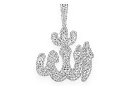ALLAH DOUBLE LAYER DIAMOND PENDANT 14K SOLID GOLD 6.25CTW