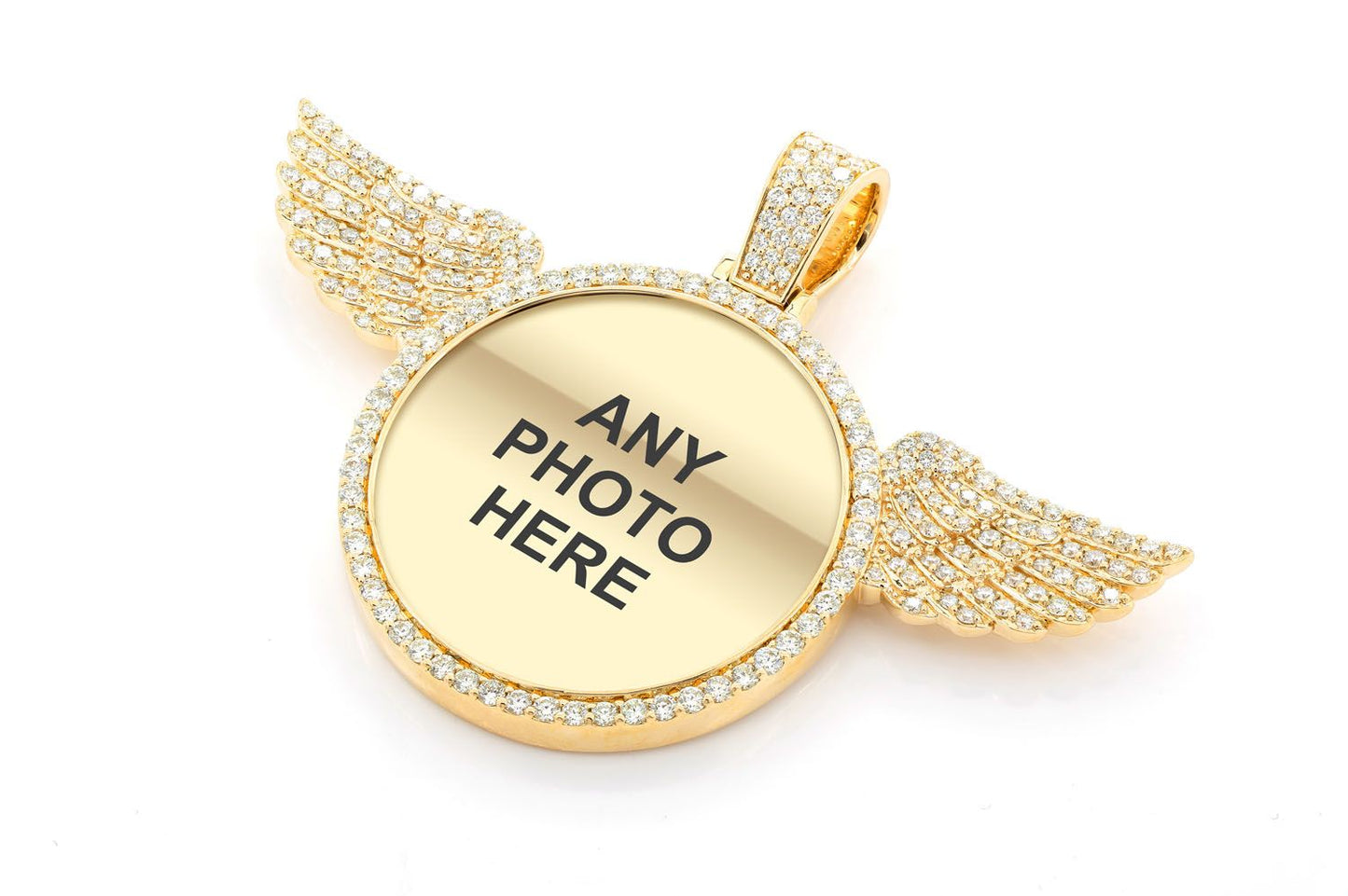 WINGED PICTURE DIAMOND PENDANT 14K SOLID GOLD 3.00CTW