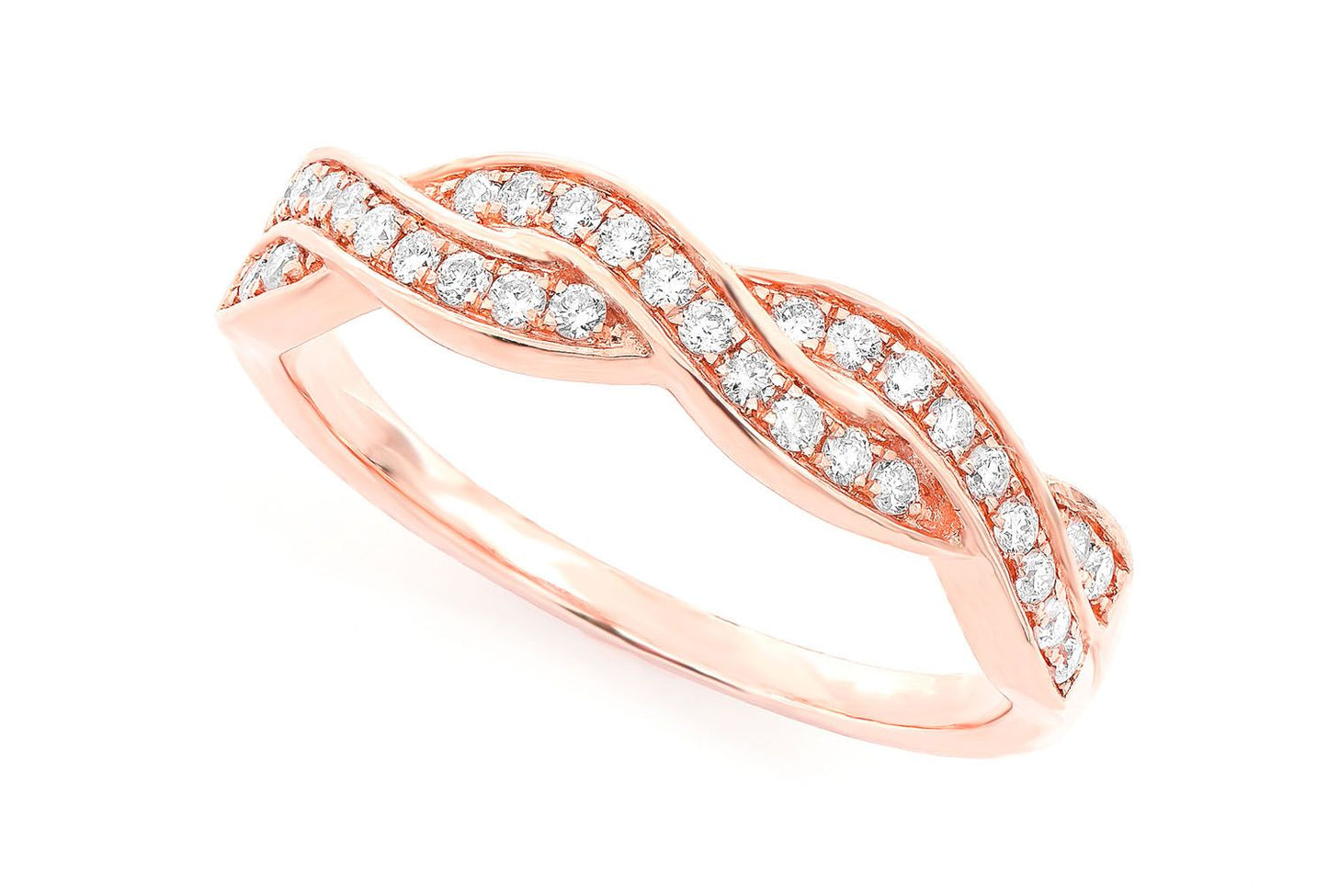 WEAVED STACKABLE DIAMOND BAND 14K SOLID GOLD 0.20CTW