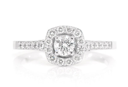 ROUND HALO CATHEDRAL DIAMOND RING 14K SOLID GOLD 0.62CTW
