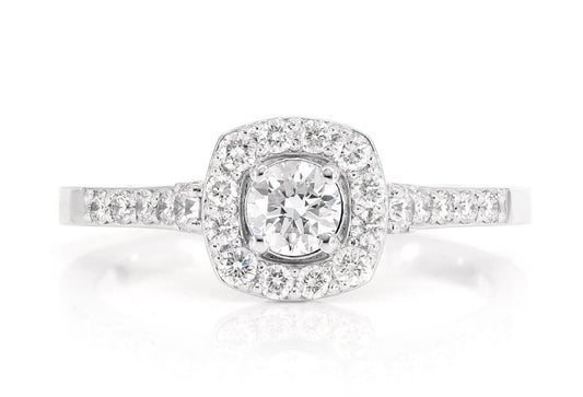 ROUND HALO CATHEDRAL DIAMOND RING 14K SOLID GOLD 0.62CTW