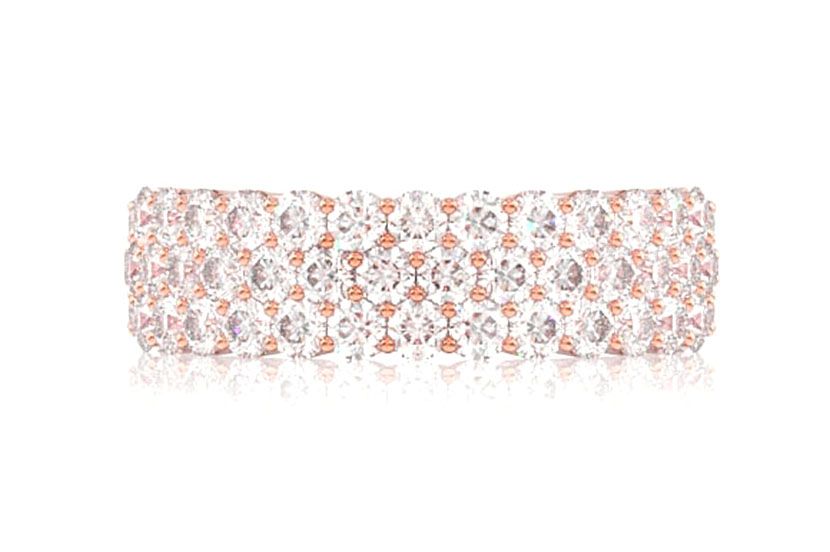 3 ROW DIAMOND BAND 14K SOLID GOLD 2.20CTW