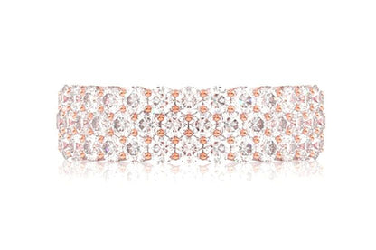 3 ROW DIAMOND BAND 14K SOLID GOLD 2.20CTW