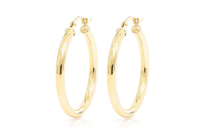 3MM HOOP EARRINGS 14K SOLID GOLD MEDIUM