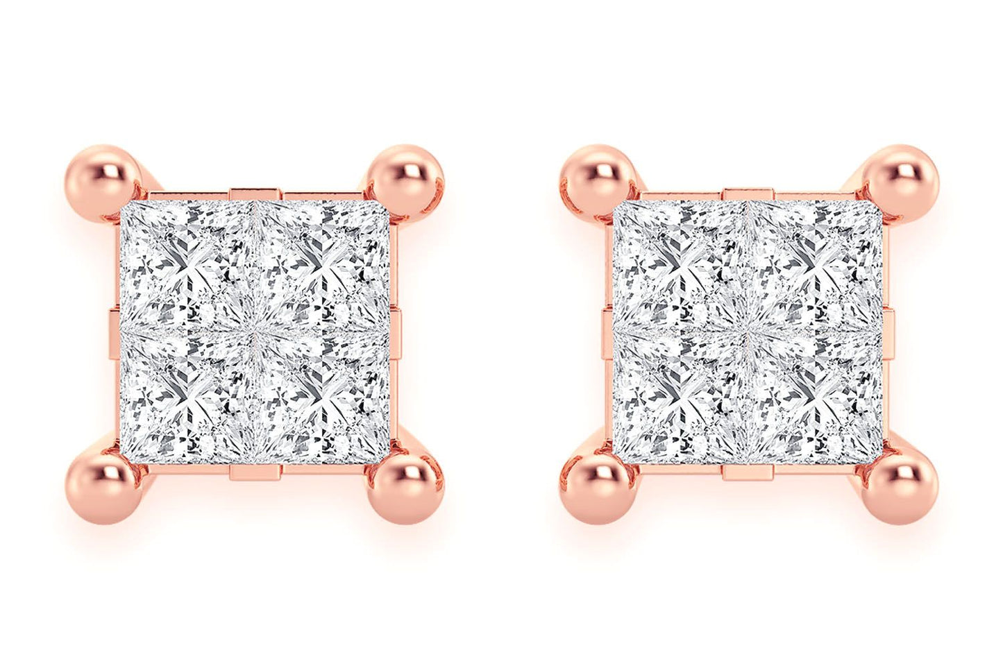 0.25CTW QUAD STUD DIAMOND EARRINGS 14K SOLID GOLD