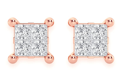 0.25CTW QUAD STUD DIAMOND EARRINGS 14K SOLID GOLD