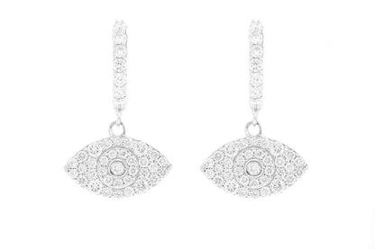 CERCEI CU DIAMANTE CU FORMĂ DE OCHI RĂU, AUR MASIV DE 14K, 0.50CT