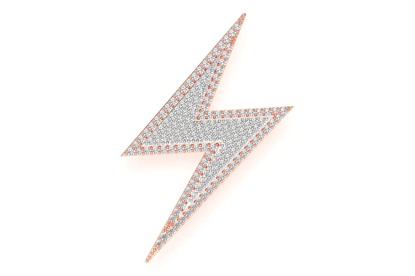 LIGHTNING BOLT DOUBLE LAYER PENDANT 14K SOLID GOLD 0.65CTW