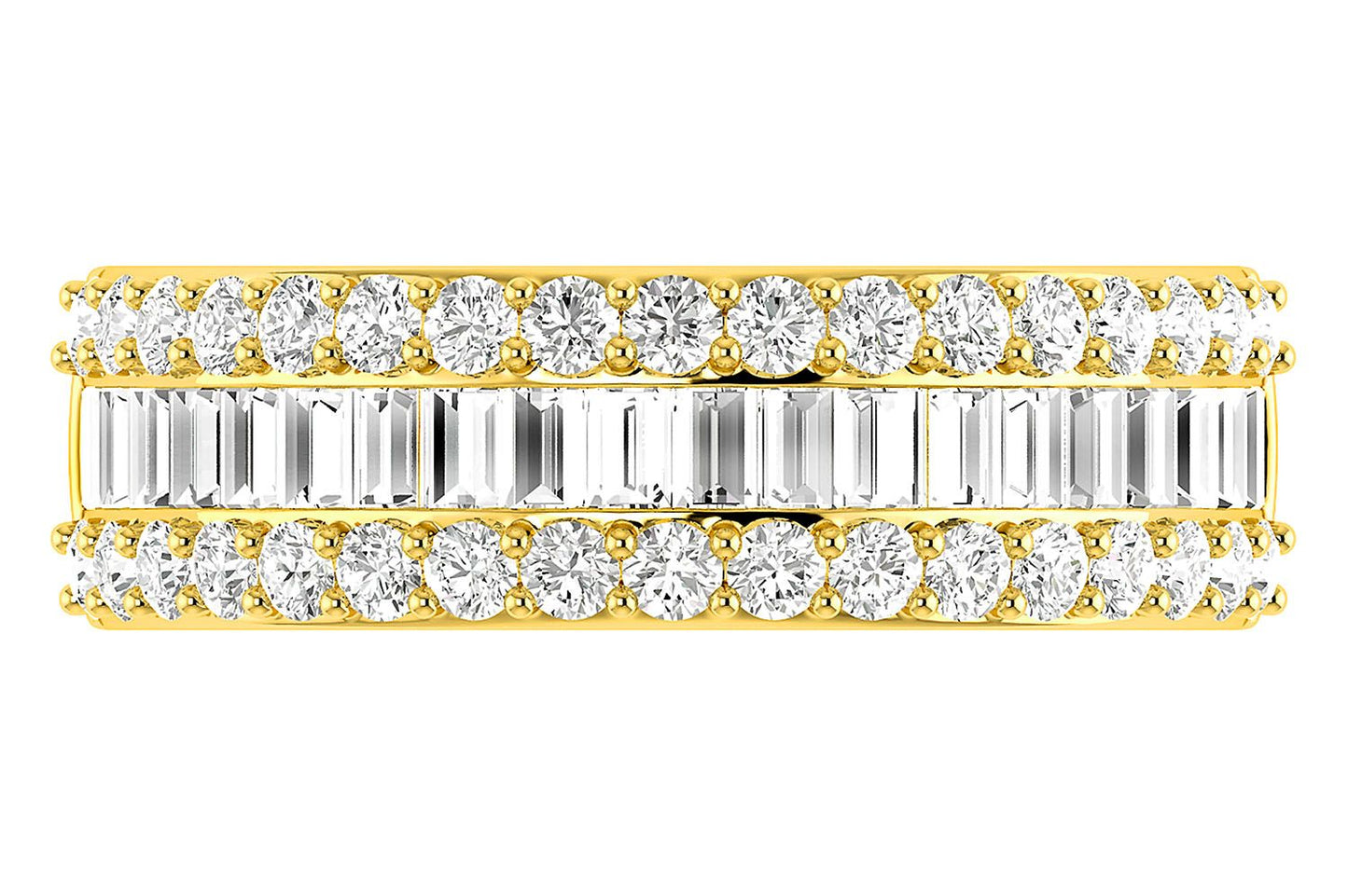 BORDER BAGUETTE & ROUND DIAMOND RING 14K SOLID GOLD 1.20CTW