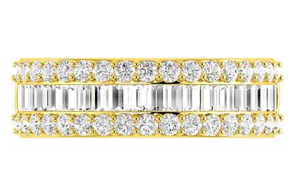 BORDER BAGUETTE & ROUND DIAMOND RING 14K SOLID GOLD 1.20CTW