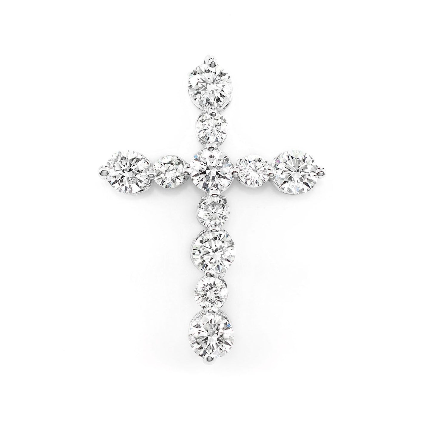 SHARED PRONG DIAMOND HIDDEN BAIL CROSS PENDANT 14K SOLID GOLD 0.85CTW