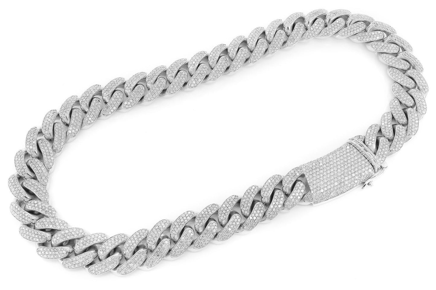 Бриллиантовое колье Miami Cuban Link 24 мм, цельное золото 14 карат, 71,75 карата