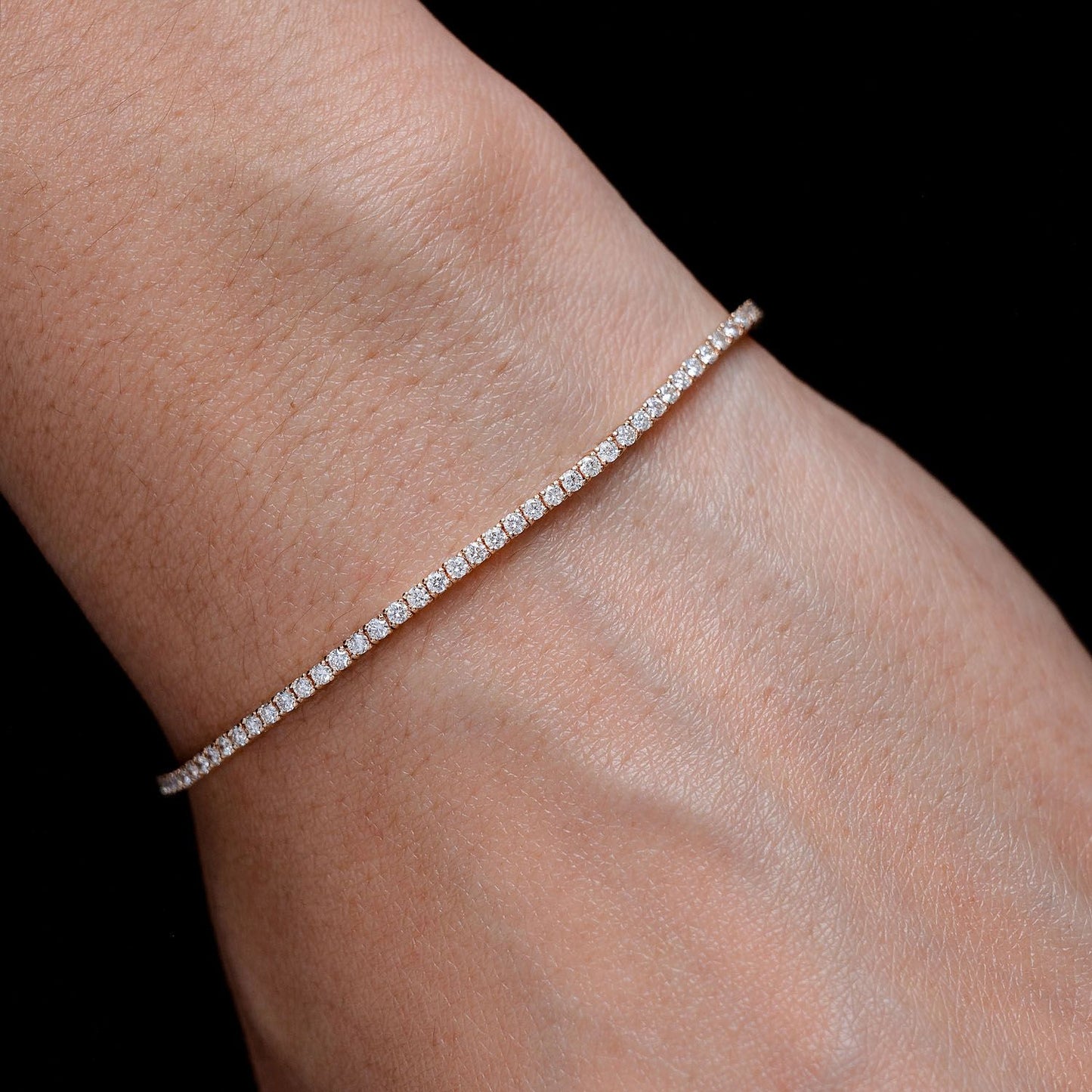 2PT PRONG SET DIAMOND TENNIS BRACELET 14K SOLID GOLD 1.50CTW