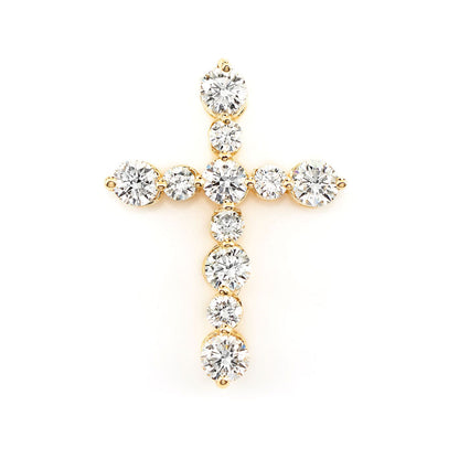 SHARED PRONG DIAMOND HIDDEN BAIL CROSS PENDANT 14K SOLID GOLD 0.85CTW