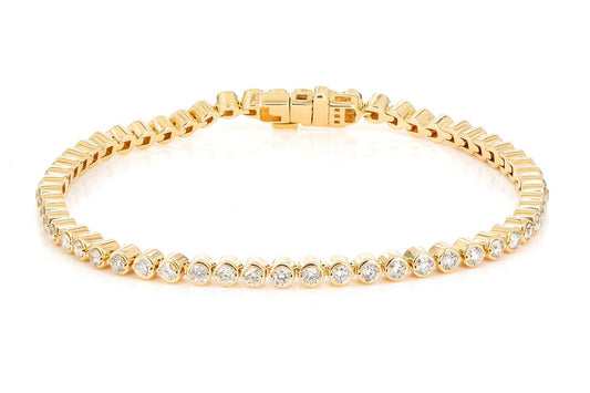 BRĂȚARĂ TENIS CU DIAMANTE, AUR MASIV DE 14K, 2.00CT