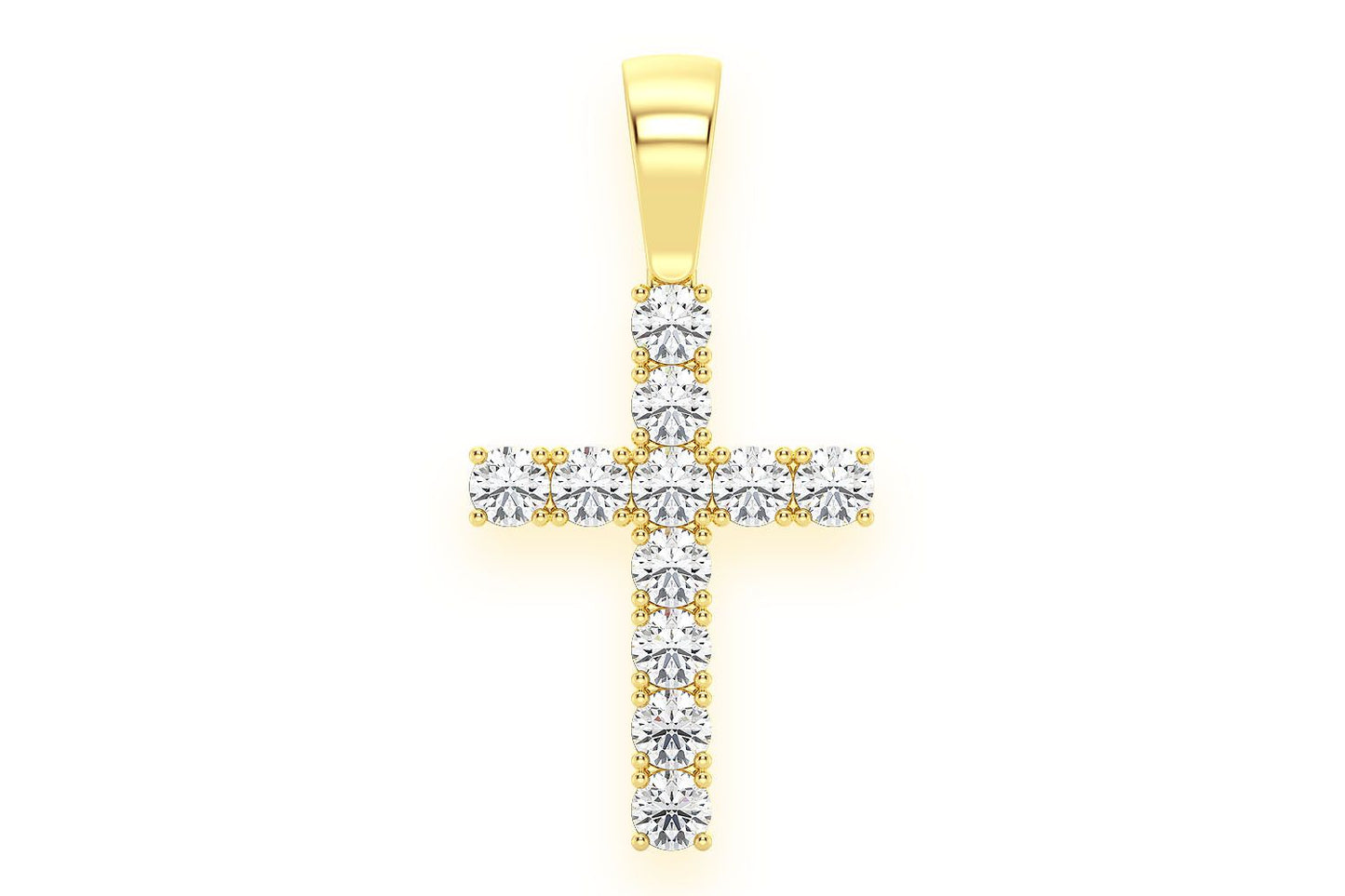 SOLITAIRE BASKET CROSS DIAMOND PENDANT 14K SOLID GOLD 3.75CTW