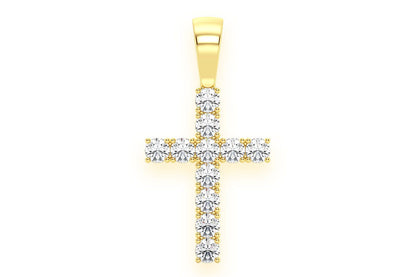 SOLITAIRE BASKET CROSS DIAMOND PENDANT 14K SOLID GOLD 3.75CTW