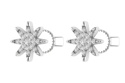 EIGHT POINT STAR STUD EARRINGS 14K SOLID GOLD 0.20CTW