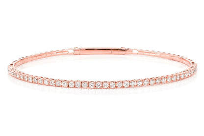 2PT PRONG SET DIAMOND  FLEX BANGLE TENNIS BRACELET 1.00CTW 14K SOLID GOLD