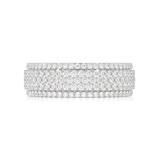 Inel pavat cu mai multe rânduri de diamante, aur masiv de 14k, 1.00ct