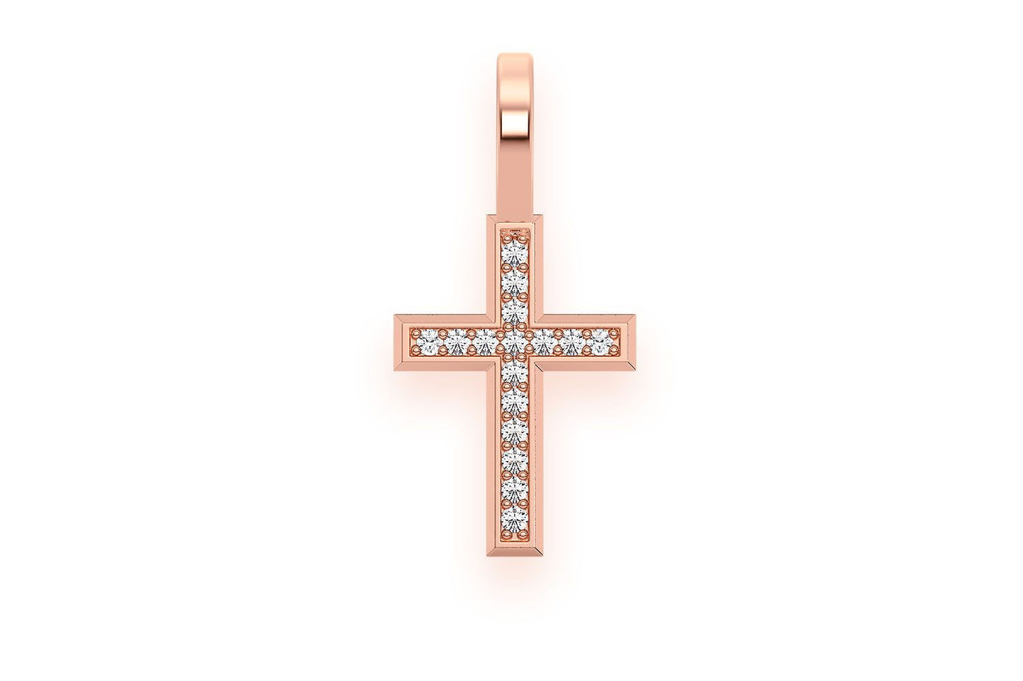 PANDANT CU DIAMANT CU CRUCE ÎN UNGHI, AUR MASIV DE 14K, 0,05 CT