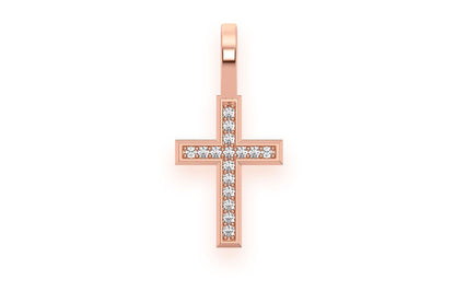 PANDANT CU DIAMANT CU CRUCE ÎN UNGHI, AUR MASIV DE 14K, 0,05 CT
