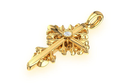 FILIGREE CROSS 14K SOLID GOLD .02CTW