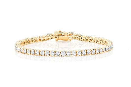 2PT MIRACLE SET DIAMOND BRACELET 14K SOLID GOLD 1.25CTW