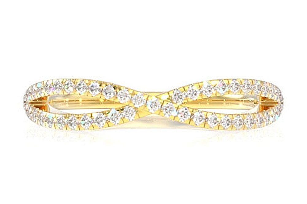 Inel Infinity Crossover cu Diamante, Aur Masiv de 14K, 0.25CT