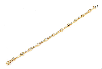 ELEVEN STATION CROWN SET DIAMOND TENNIS BRACELET 14K SOLID GOLD 3.70CTW