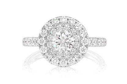 1.50CTW - ROUND DOUBLE HALO - DIAMOND ENGAGEMENT RING