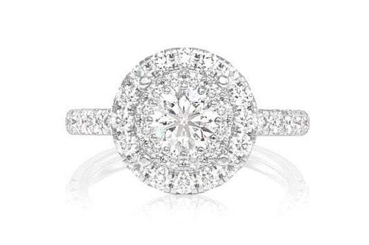 1.50CTW - ROUND DOUBLE HALO - DIAMOND ENGAGEMENT RING