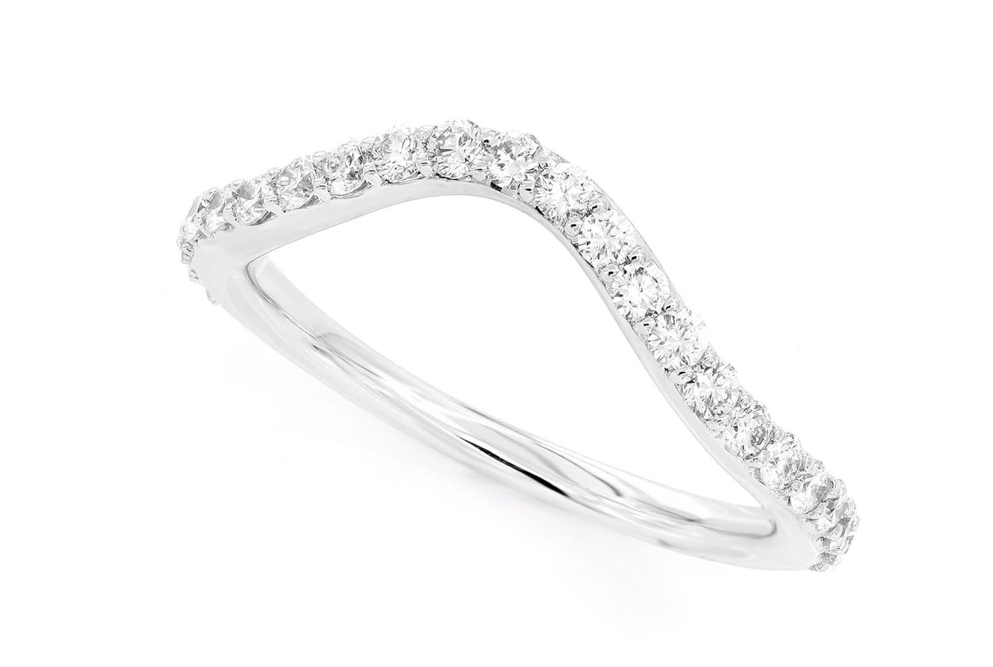 PITCH C CURVED DIAMOND BAND 14K SOLID GOLD 0.40CTW