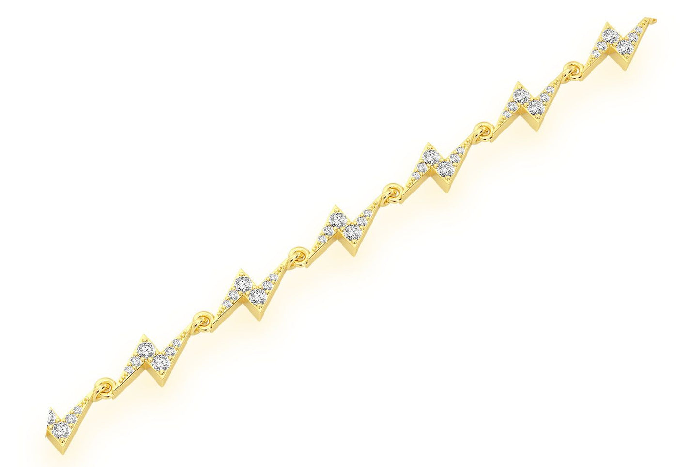 LIGHTNING BOLT ETERNITY DIAMOND BRACELET 14K SOLID GOLD 1.25CTW