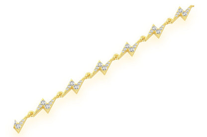 LIGHTNING BOLT ETERNITY DIAMOND BRACELET 14K SOLID GOLD 1.25CTW