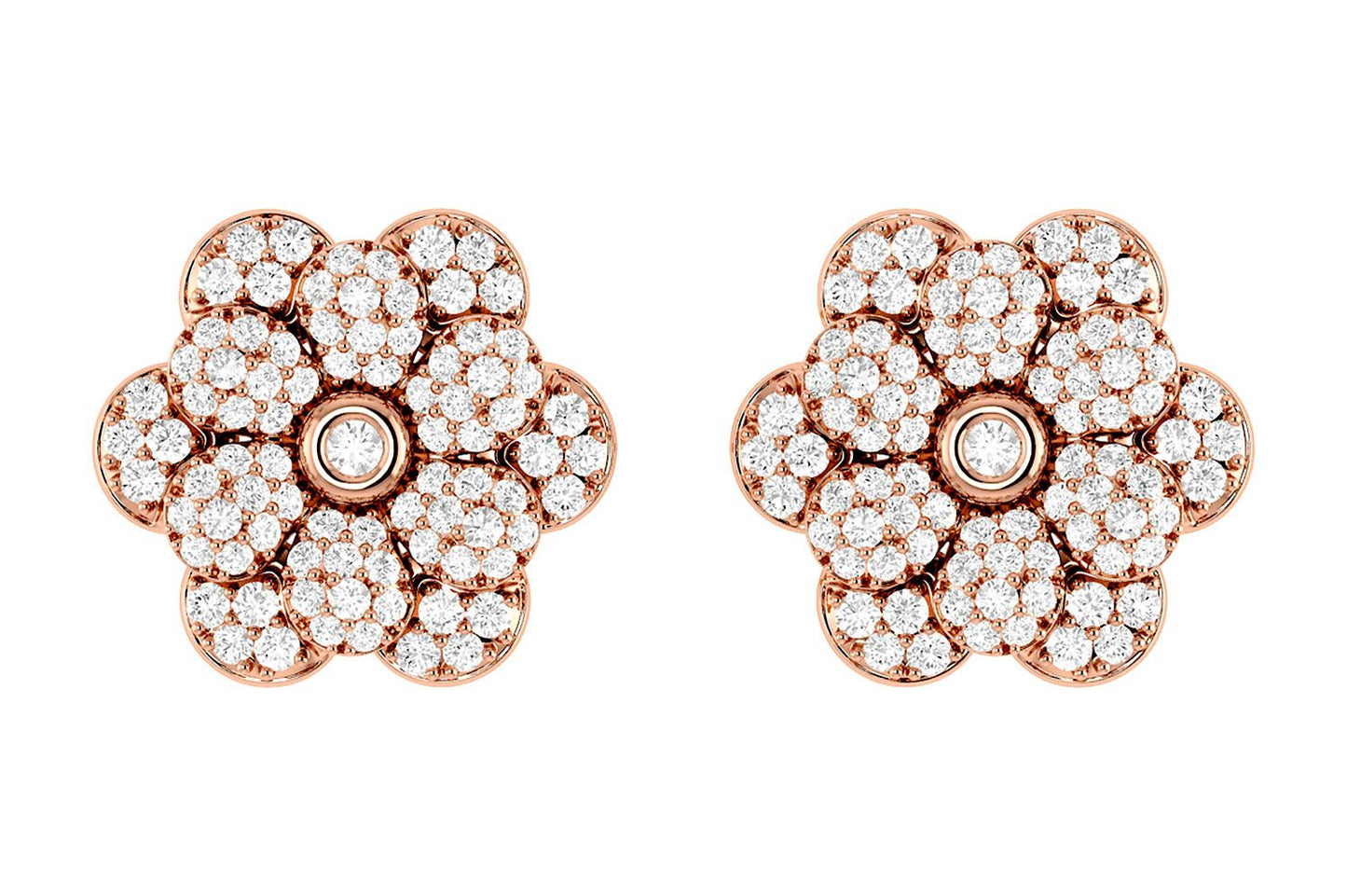 DAISY LAYERED DIAMOND STUD EARRINGS 14K SOLID GOLD 0.50CTW