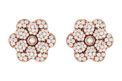 DAISY LAYERED DIAMOND STUD EARRINGS 14K SOLID GOLD 0.50CTW