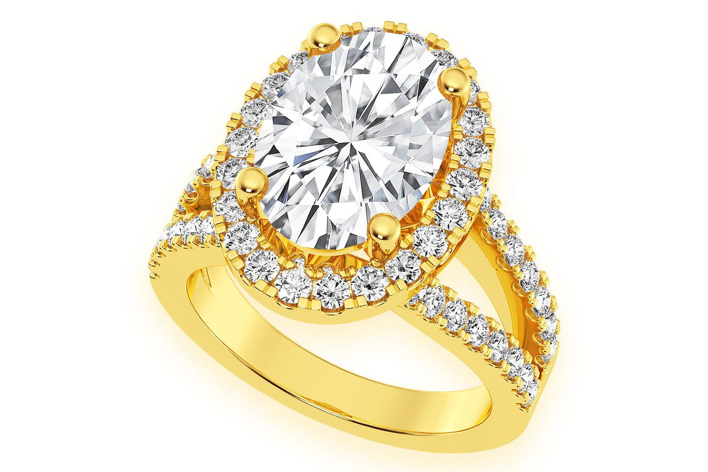 3.00CT OVAL SOLITAIRE - TWO ROW SPLIT - DIAMOND ENGAGEMENT RING