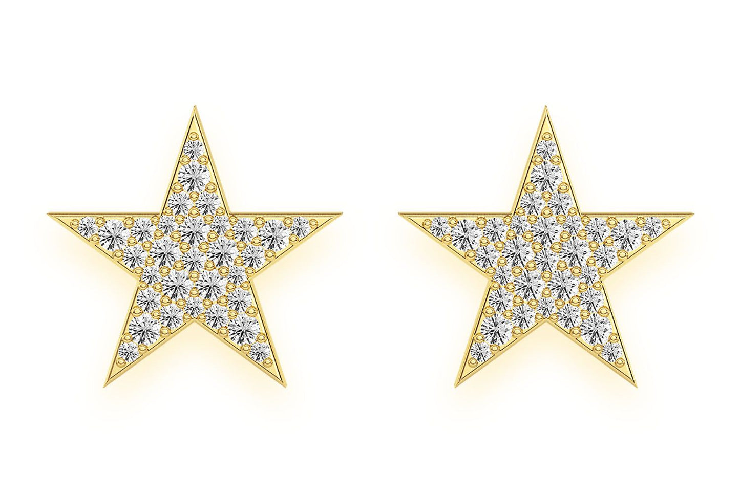 5 POINT STAR STUD DIAMOND EARRINGS 14K SOLID GOLD 0.40CTW