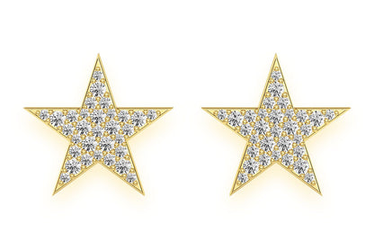 5 POINT STAR STUD DIAMOND EARRINGS 14K SOLID GOLD 0.40CTW