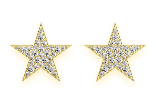 5 POINT STAR STUD DIAMOND EARRINGS 14K SOLID GOLD 0.40CTW