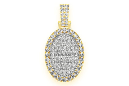 OVAL PILLOW DOUBLE LAYER DIAMOND PENDANT 14K SOLID GOLD 2.50CTW