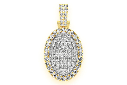 OVAL PILLOW DOUBLE LAYER DIAMOND PENDANT 14K SOLID GOLD 2.50CTW