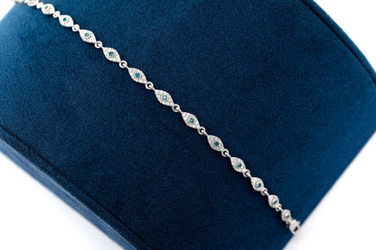 EVIL EYE BLUE DIAMOND BRACELET 14K SOLID GOLD 1.50CTW
