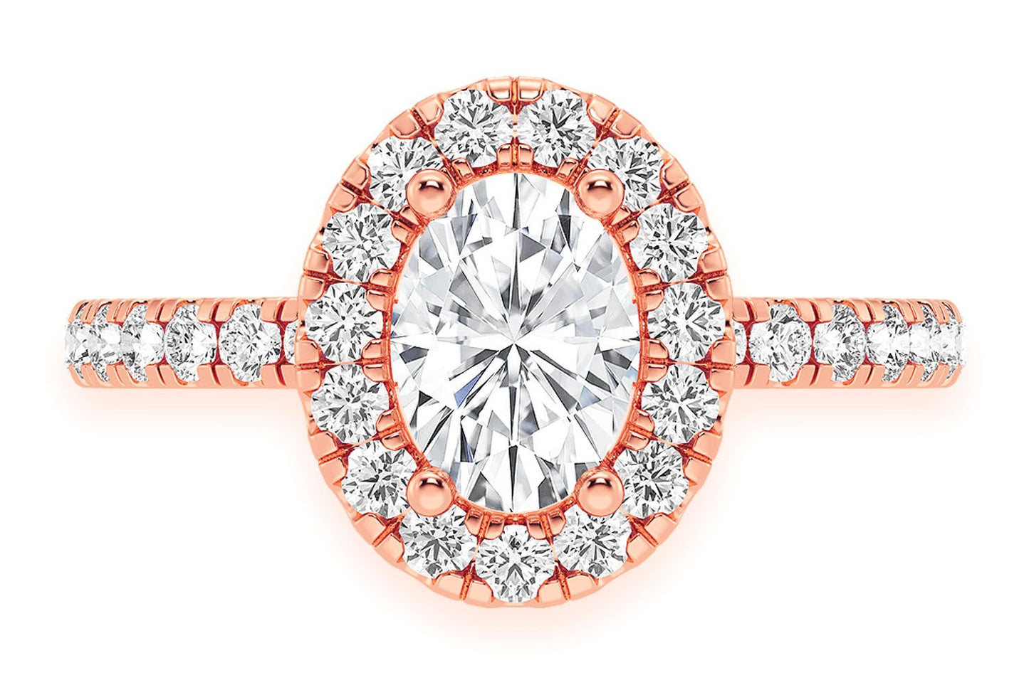 THAV - 0.75CT OVAL SOLITAIRE - SCALLOP HALO ONE ROW - DIAMOND ENGAGEMENT RING