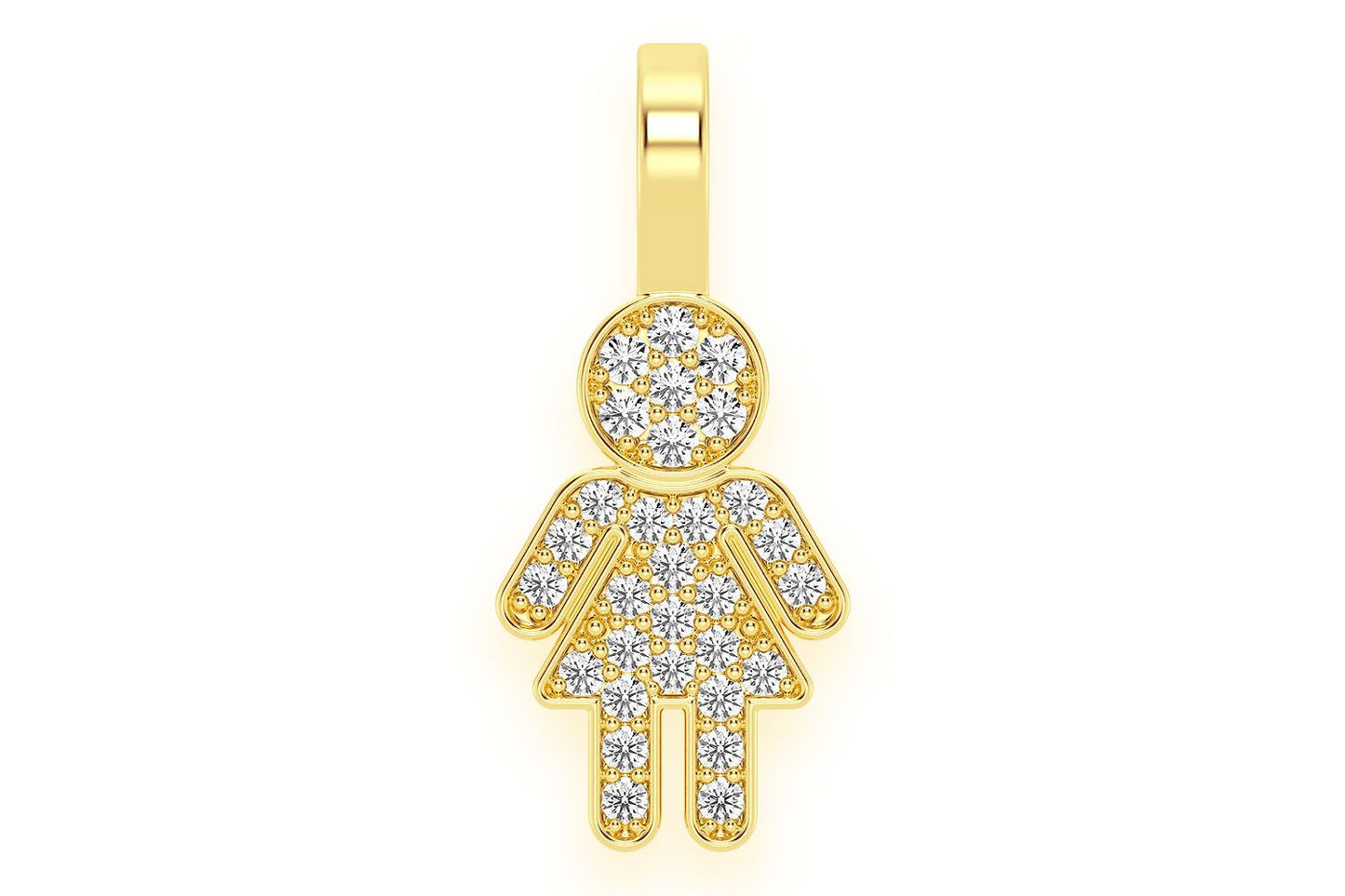 GIRL DIAMOND PENDANT 14K SOLID GOLD 0.10CTW