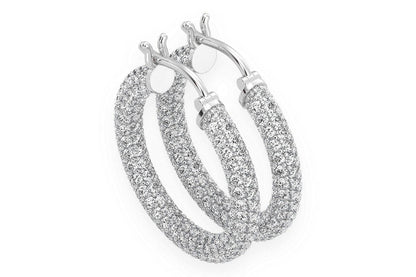 BUBBLY ETERNITY HOOP DIAMOND EARRINGS 14K SOLID GOLD 4.00CTW