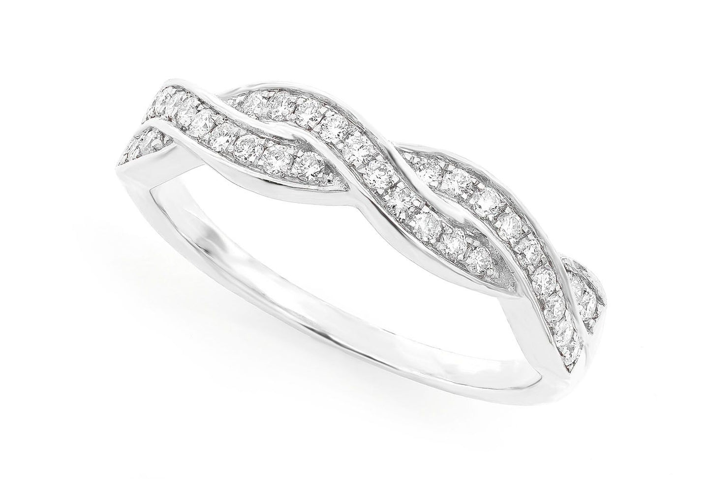 WEAVED STACKABLE DIAMOND BAND 14K SOLID GOLD 0.20CTW