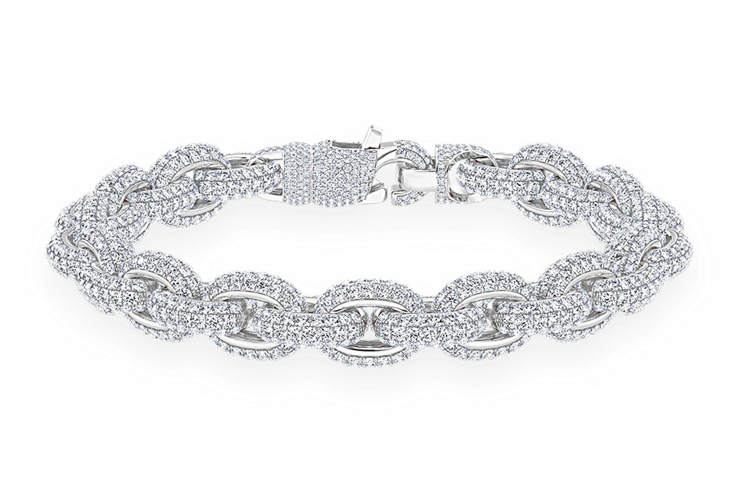 10MM ELONGATED ROLO DIAMOND BRACELET 14K SOLID GOLD 13.70CTW