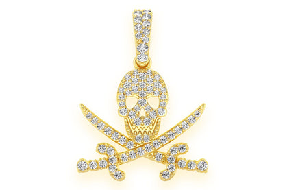 PANDANT CU CRANIU DE PIRAT CU DIAMANT, AUR MASIV DE 14K, 0.35CT